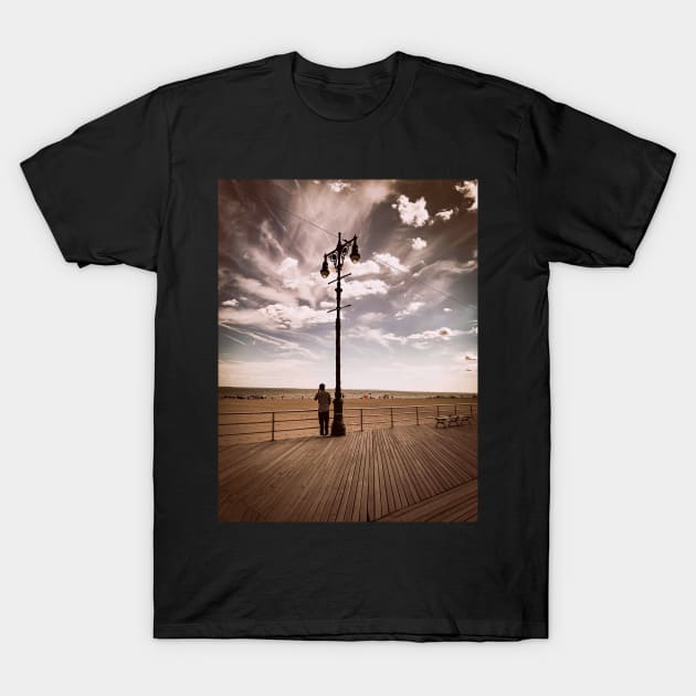 Coney Island Boardwalk Beach Brooklyn NYC T-Shirt by eleonoraingrid